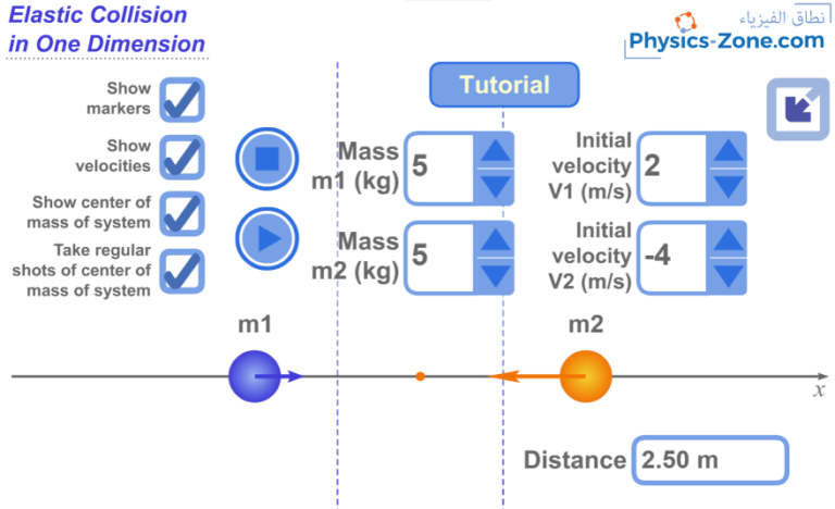 Elastic object collisions simulation