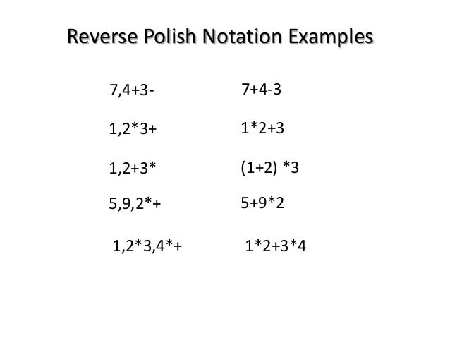 Reverse Polish notation calculator examples