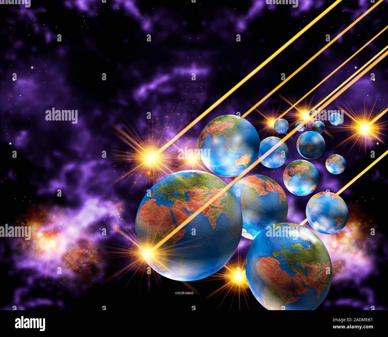 Concept of infinite universe with multiple Earths